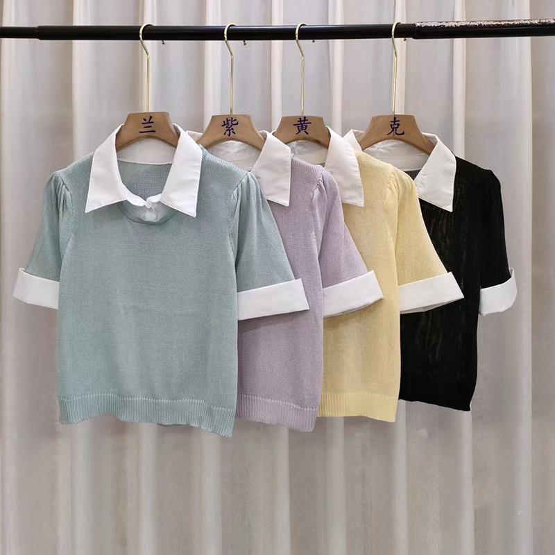 Summer Niche Ageing Knit Shirt Simple College Style Splicing Short-sleeved Tops Female Casual Essential Comfort and Style Slim Fit Pullovers Tees One Size чорний
Summer Niche Ageing Knit Shirt Simple College Style Splicing Short-sleeved Tops Female Casual Essential Comfort and Style Slim Fit Pullovers Tees One Size чорний