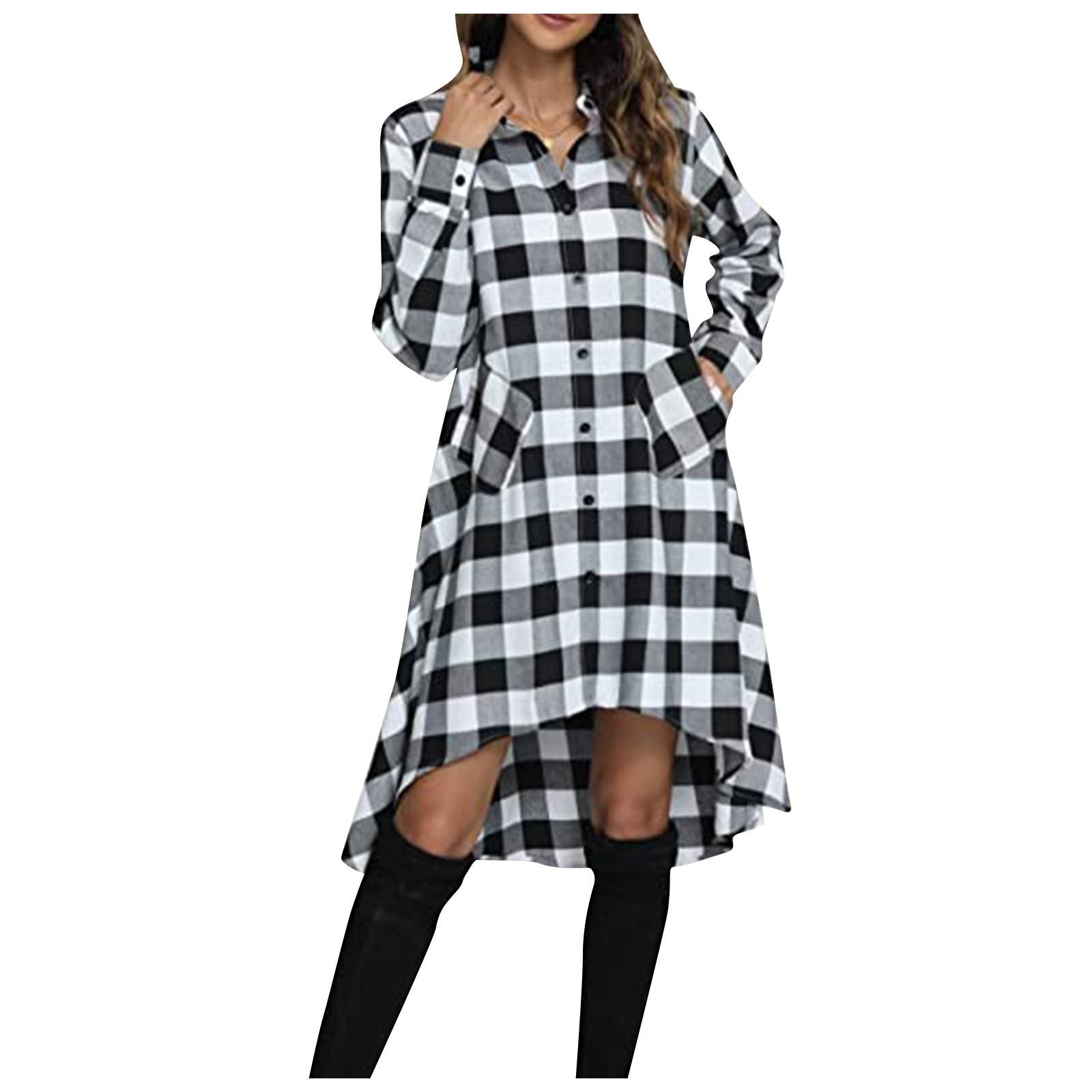 Women s Boyfriend Style Casual Pocket Long Sleeve Plaid Shirt Irregular Dress L чорний
Women s Boyfriend Style Casual Pocket Long Sleeve Plaid Shirt Irregular Dress L чорний
