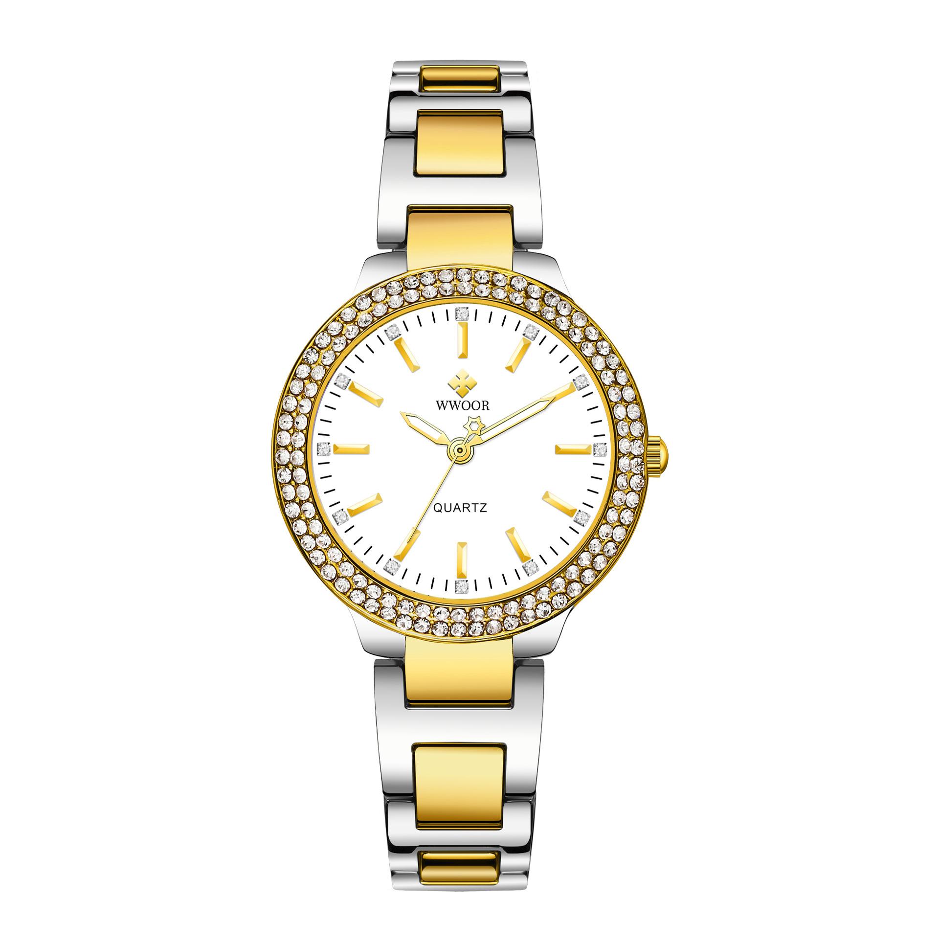 Жіночий годинник WWOOR Diamonds Full Star, кварцовий механізм, розкішний водонепроникний жіночий годинник зі сталевим ремінцем
Жіночий годинник WWOOR Diamonds Full Star, кварцовий механізм, розкішний водонепроникний жіночий годинник зі сталевим ремінцем