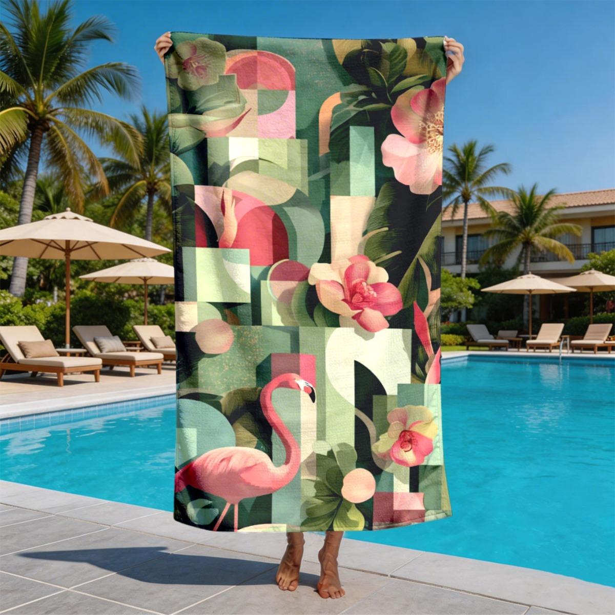 Modern geometric flamingo polyester microfiber beach towel is highly absorbent, suitable for swimming and beach outings W30*H60(CM)
Modern geometric flamingo polyester microfiber beach towel is highly absorbent, suitable for swimming and beach outings W30*H60(CM)