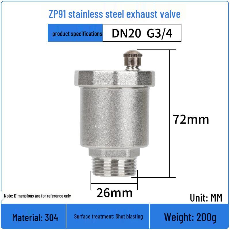 Автоматичний повітровідвідник з нержавіючої сталі 304 для 4-точкових, 6-точкових та 1-дюймових водопровідних труб
Автоматичний повітровідвідник з нержавіючої сталі 304 для 4-точкових, 6-точкових та 1-дюймових водопровідних труб