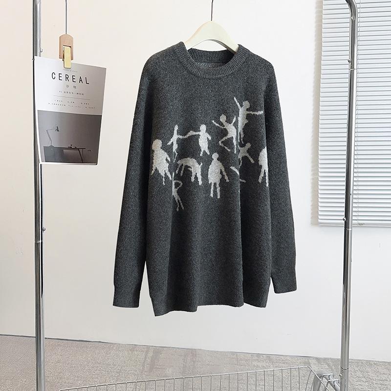 2024 Plus Size Round Neck Cow Cashmere Knit Pullover with Little Person Pattern, Long Sleeve and Thickened Design. One Size (recommended weight: 120-230 Jin) сірий колір
2024 Plus Size Round Neck Cow Cashmere Knit Pullover with Little Person Pattern, Long Sleeve and Thickened Design. One Size (recommended weight: 120-230 Jin) сірий колір