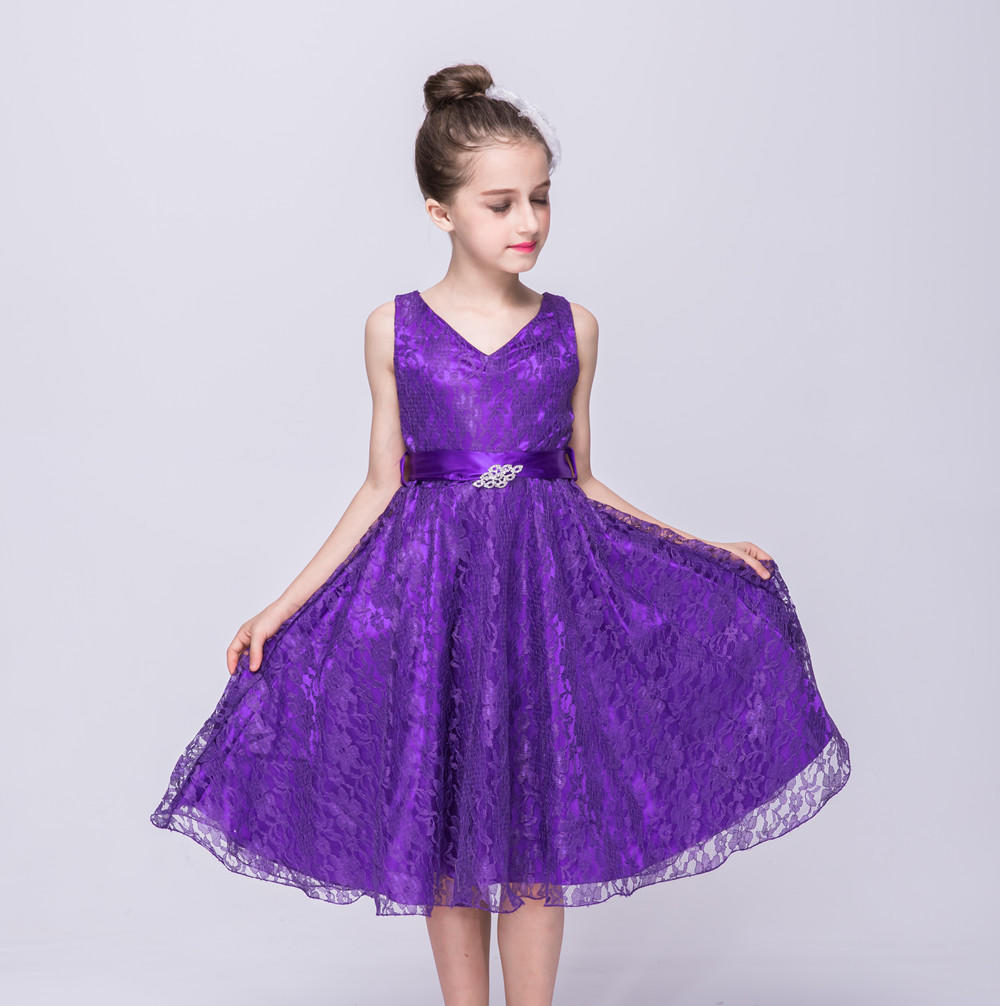Кружевные платья для девочек, милые вечерние платья принцессы, вечерние платья, детские платья, подарки на день рождения в Европе и США 140 фиолетовый