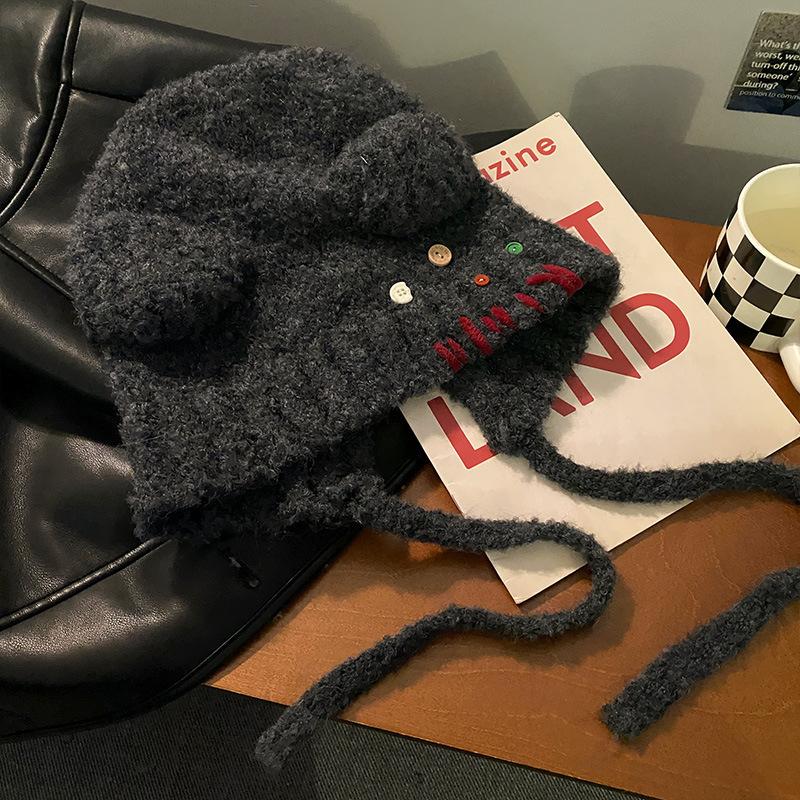 Сладкая и милая шапка с ушками медвежонка на пуговицах для женщин на осень и зиму, чтобы согреться и защитить лицо от холода, способствующая защите маленьких ушей, шерстяная шапка One Size
Сладкая и милая шапка с ушками медвежонка на пуговицах для женщин на осень и зиму, чтобы согреться и защитить лицо от холода, способствующая защите маленьких ушей, шерстяная шапка One Size