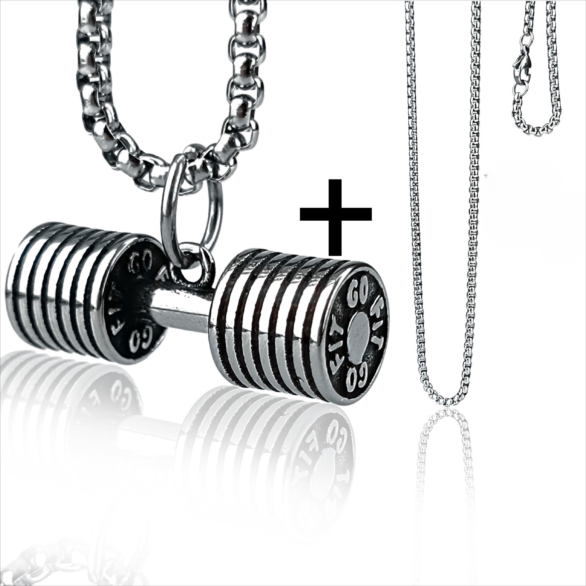 Мужская подвеска-гантель из нержавеющей стали и титана - Модные спортивные украшения
Мужская подвеска-гантель из нержавеющей стали и титана - Модные спортивные украшения