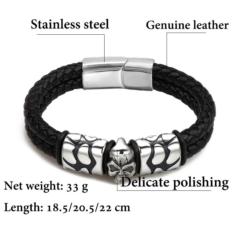 Pop Bohemian Style 316 Stainless Steel Men s Bracelet Ghost Head Accessories Woven Wine Leather Woman Bracelet 7 Day Delivery 22cm
Pop Bohemian Style 316 Stainless Steel Men s Bracelet Ghost Head Accessories Woven Wine Leather Woman Bracelet 7 Day Delivery 22cm