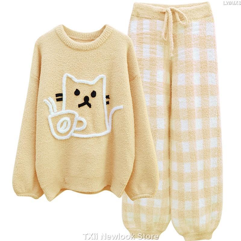 Ношение мягкой пижамы женской осенне-зимней милой японской пижамы с флисовой подкладкой, утолщенной, с рисунком мультяшного кота, из двух предметов домашней одежды One Size жёлтый
Ношение мягкой пижамы женской осенне-зимней милой японской пижамы с флисовой подкладкой, утолщенной, с рисунком мультяшного кота, из двух предметов домашней одежды One Size жёлтый