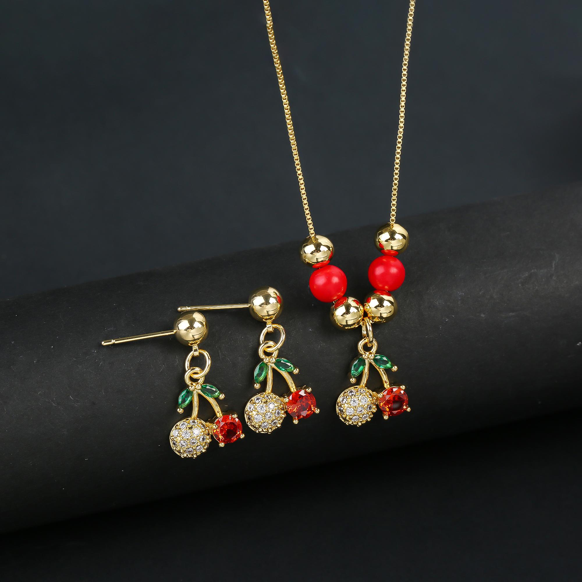 2pcs 22 Style Fashion Fruit Cherry Zircon Crystal Zircon Set Earrings Necklace For Women Female New Trend Party Zircon Gift
2pcs 22 Style Fashion Fruit Cherry Zircon Crystal Zircon Set Earrings Necklace For Women Female New Trend Party Zircon Gift