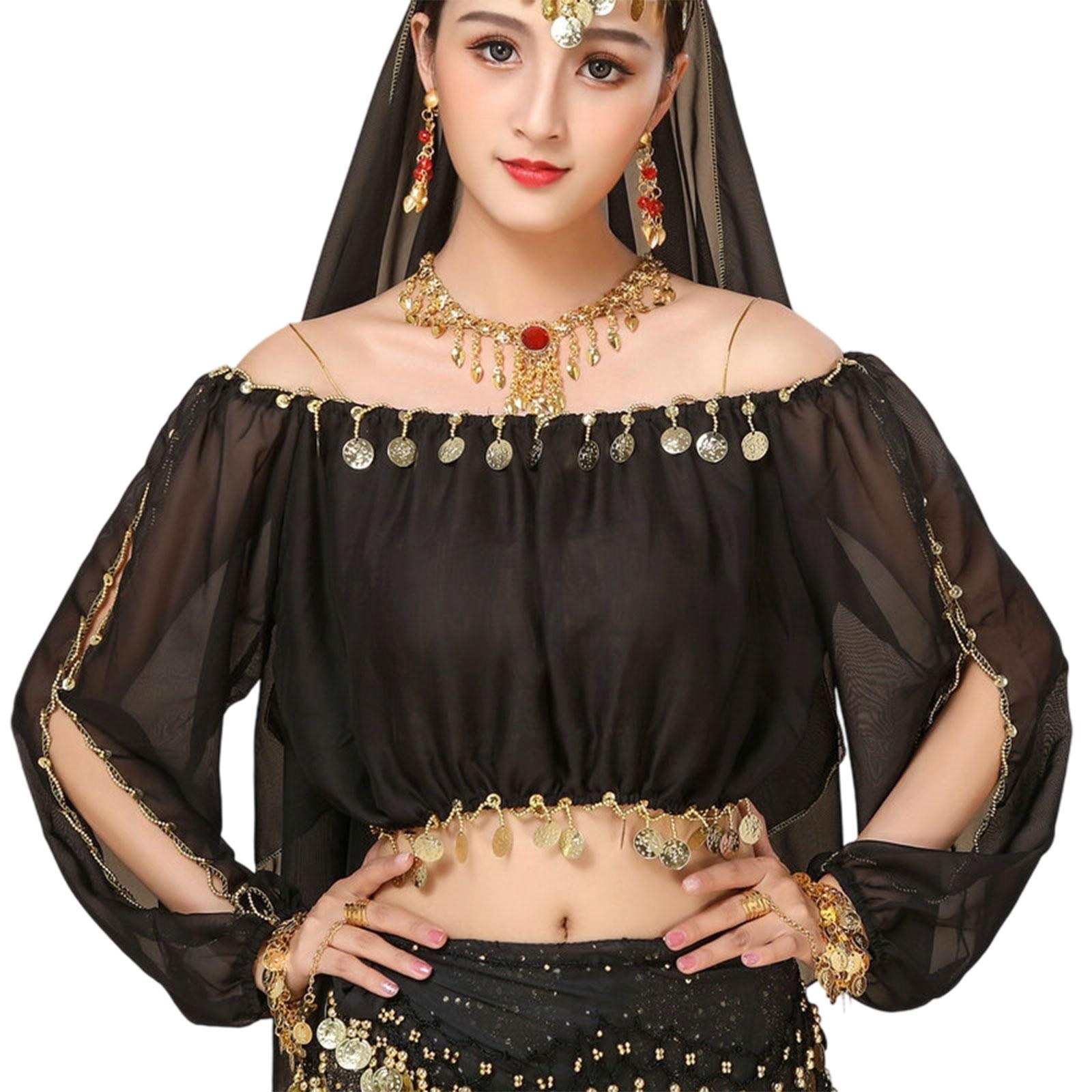 Костюм для танцю живота для жінок З круглим вирізом Довгий рукав З монетами Футболка Топ Карнавальні вбрання для танцівниць чорний
Костюм для танцю живота для жінок З круглим вирізом Довгий рукав З монетами Футболка Топ Карнавальні вбрання для танцівниць чорний