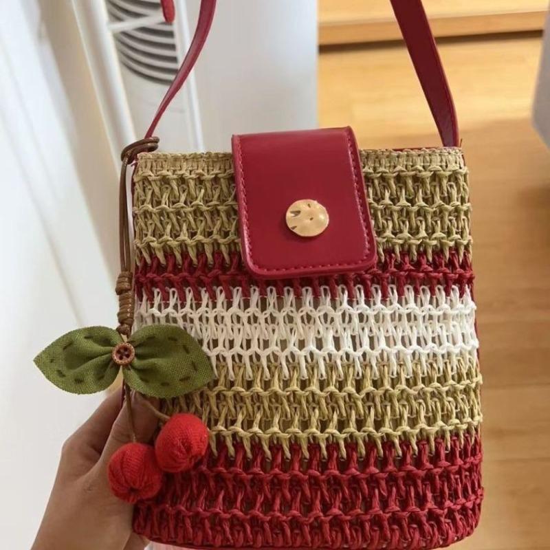 Roma ball bucket bag women s summer color matching seaside woven bag shoulder crossbody small bag belt decoration its K6
Roma ball bucket bag women s summer color matching seaside woven bag shoulder crossbody small bag belt decoration its K6
