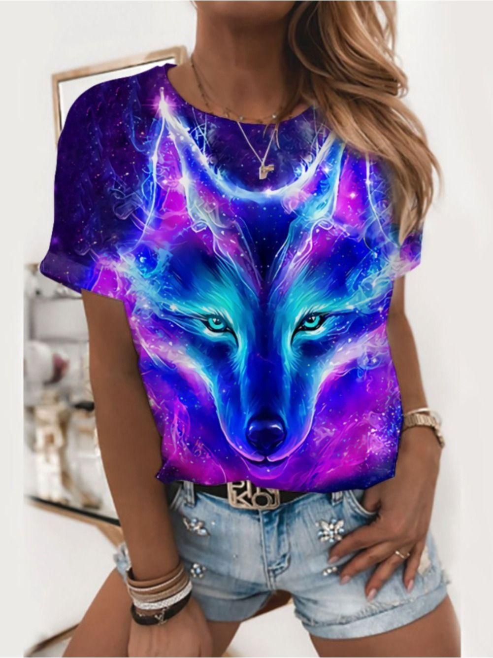 Fashion Wolf T-Shirts Animal 3D Print Women Summer Casual Short Sleeve Round Neck T Shirt Tees Harajuku Y2K Tops Female Clothing M
Fashion Wolf T-Shirts Animal 3D Print Women Summer Casual Short Sleeve Round Neck T Shirt Tees Harajuku Y2K Tops Female Clothing M