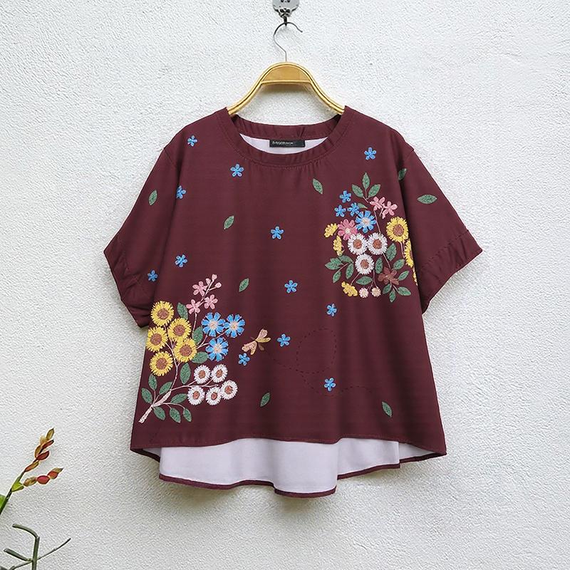 ZANZEA Женская повседневная блузка с круглым вырезом, цветочным принтом и коротким рукавом 5XL темно-красного
ZANZEA Женская повседневная блузка с круглым вырезом, цветочным принтом и коротким рукавом 5XL темно-красного