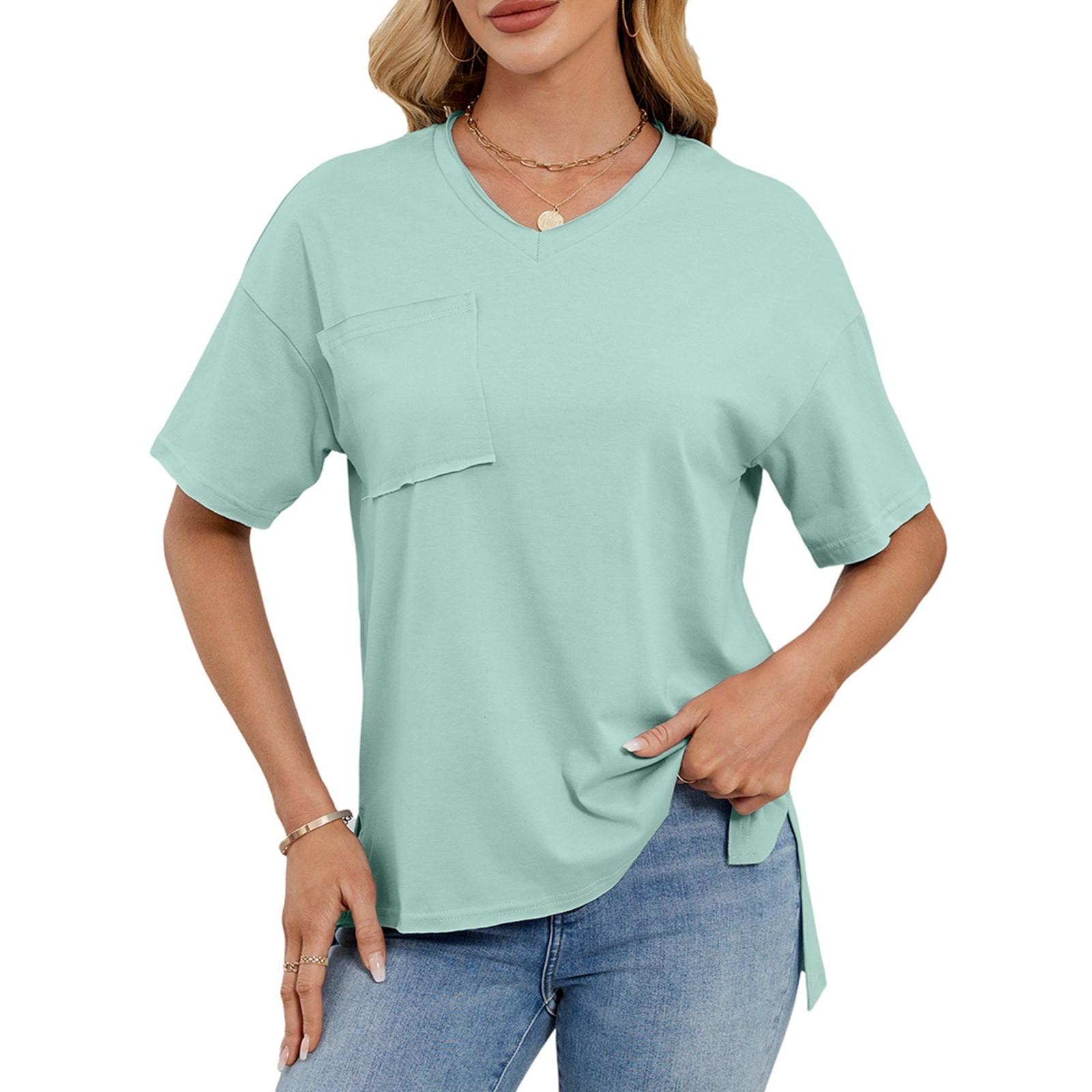 Women s Fashion Solid Color V Neck Short Sleeved Pocket Pullover Casual T-shirt Top XL
Women s Fashion Solid Color V Neck Short Sleeved Pocket Pullover Casual T-shirt Top XL