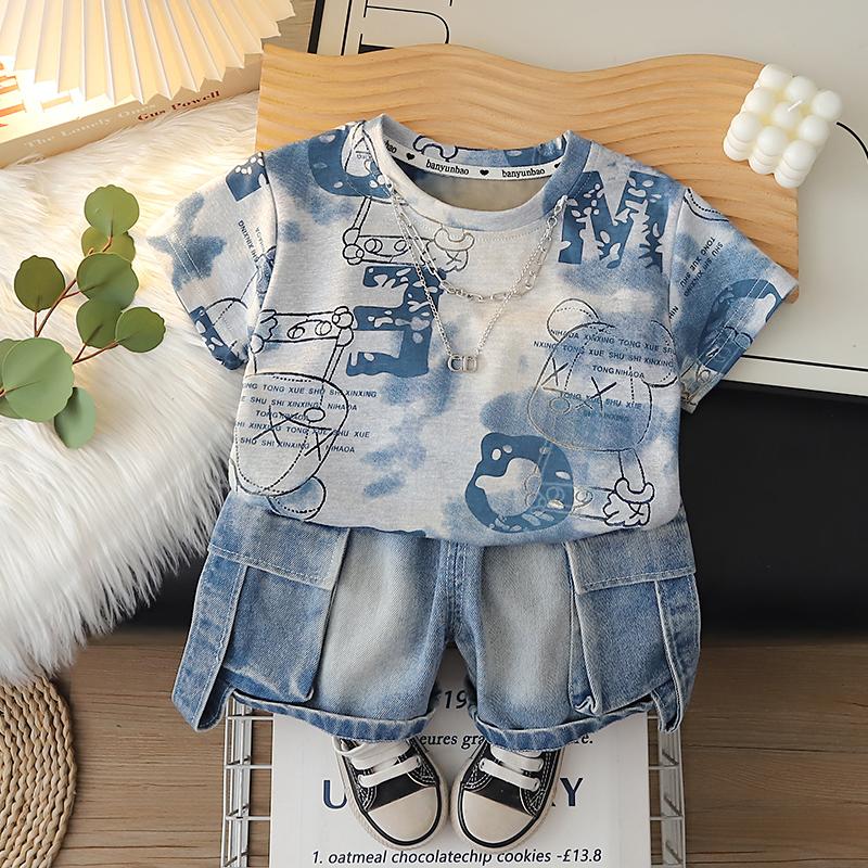 Boys Short Sleeve Set 0-5 Year Old Summer Letter Printed T-shirt+Casual Cowboy Shorts Two Piece Set XXL синій
Boys Short Sleeve Set 0-5 Year Old Summer Letter Printed T-shirt+Casual Cowboy Shorts Two Piece Set XXL синій