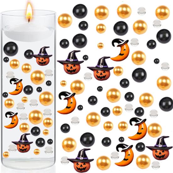 1 комплект, наполнитель для вазы для Хэллоуина, декор для кошки, плавающие бусины, набор наполнителя для вазы для поделок, вечерние украшения C