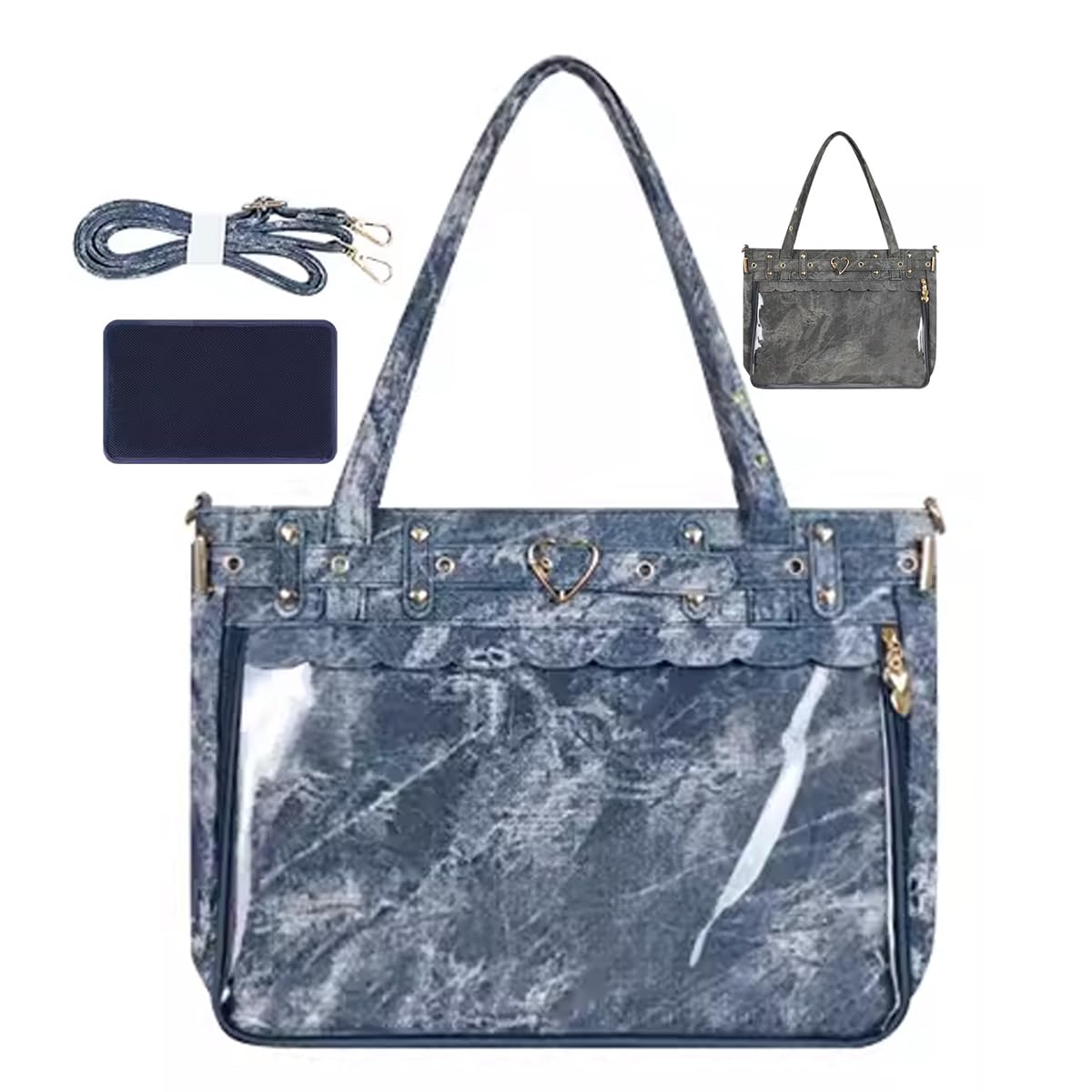 Ita Bag Shoulder 4WAY A3 Tote Bag Shoulder Bag Crossbody Bag Handbag Cute Denim Style Gothic Lolita Fashionable Heart Studs Favorite Events Otaku
Ita Bag Shoulder 4WAY A3 Tote Bag Shoulder Bag Crossbody Bag Handbag Cute Denim Style Gothic Lolita Fashionable Heart Studs Favorite Events Otaku