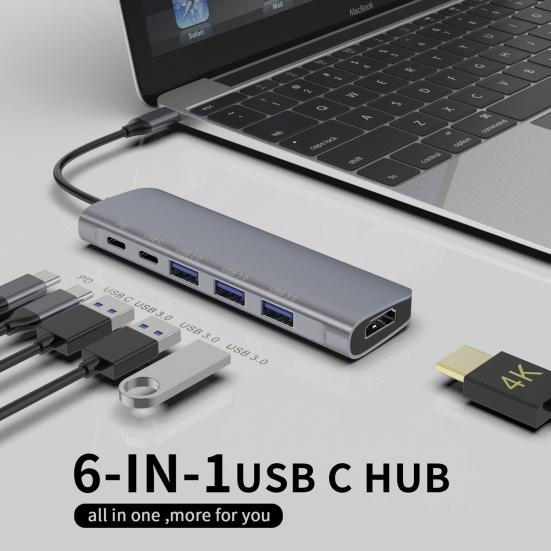 Концентратор 6 в 1 USB C из алюминиевого сплава Концентратор USB 3.0 Type-C к адаптеру
Концентратор 6 в 1 USB C из алюминиевого сплава Концентратор USB 3.0 Type-C к адаптеру