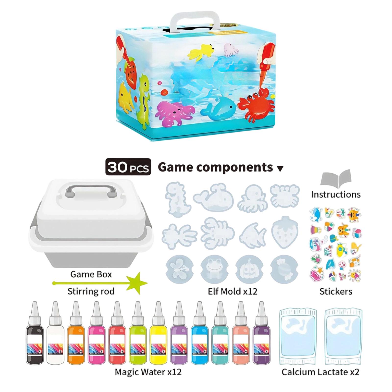 Magic Water Elf Gel Toy Kit with 12 Elf Molds 12 Magic Water Colors 2 Calcium Lactate Packets Stirring Rod and Stickers for Creative Play and Crafting синий
Magic Water Elf Gel Toy Kit with 12 Elf Molds 12 Magic Water Colors 2 Calcium Lactate Packets Stirring Rod and Stickers for Creative Play and Crafting синий