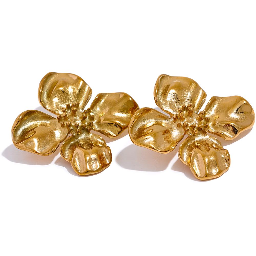 Yhpup Waterproof Stainless Steel Flower Stud Earrings 18k Gold Color Plated Metal Texture Fashion Jewelry for Women Gala Gift
Yhpup Waterproof Stainless Steel Flower Stud Earrings 18k Gold Color Plated Metal Texture Fashion Jewelry for Women Gala Gift