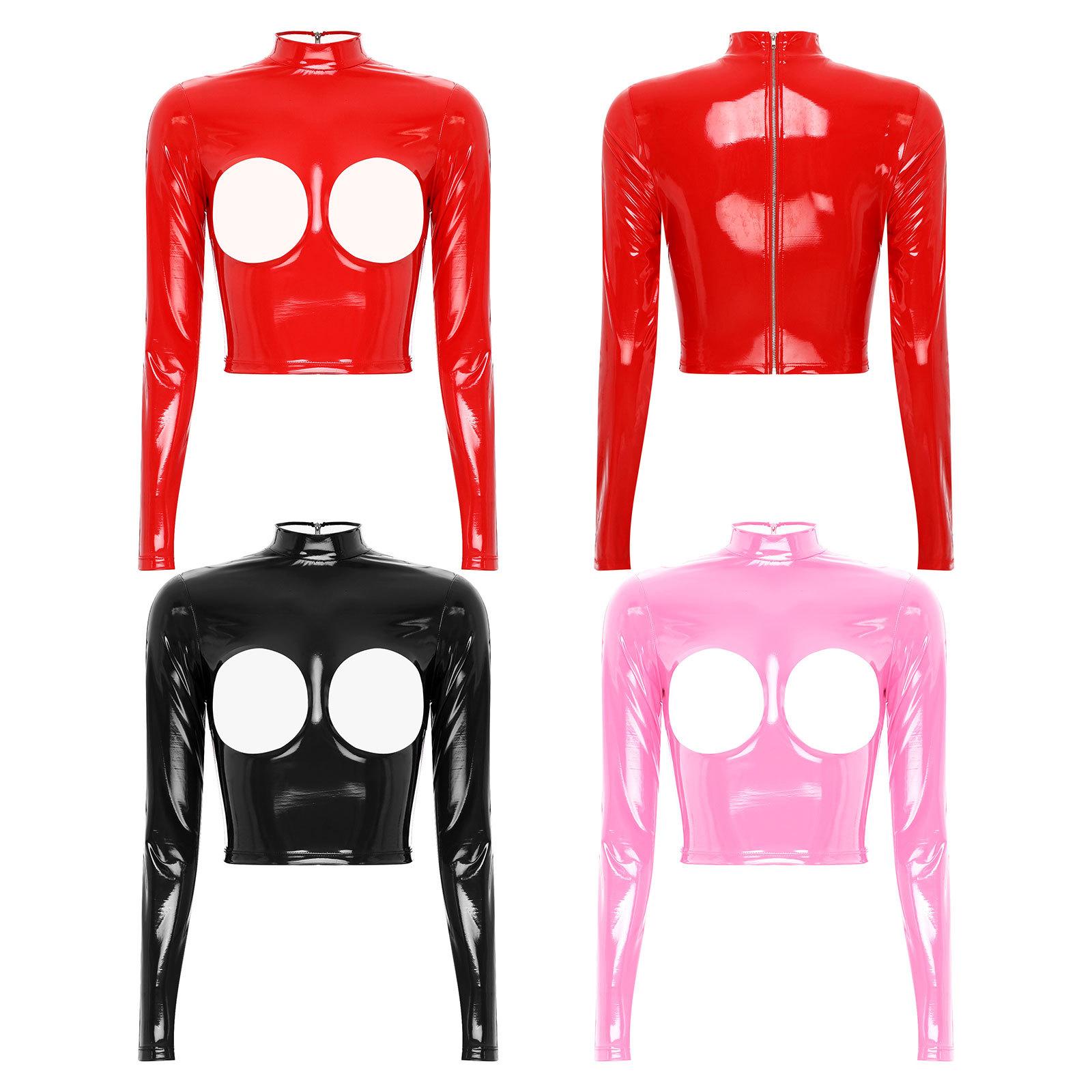 Womens Glossy Mock Neck Top Long Sleeve Back Zipper Sheer Cutout Patent Leather Club Partywear S червоний
Womens Glossy Mock Neck Top Long Sleeve Back Zipper Sheer Cutout Patent Leather Club Partywear S червоний