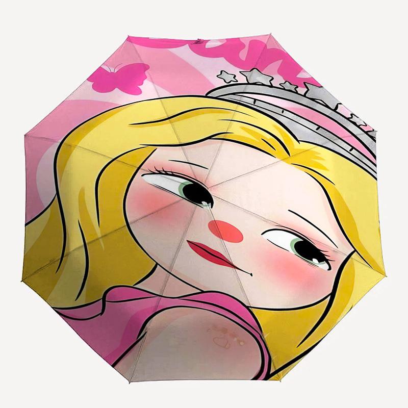 1pc Princess Crown Automatic Folding Umbrella - Compact 8-Rib Design, Durable Plastic & Iron1387L
1pc Princess Crown Automatic Folding Umbrella - Compact 8-Rib Design, Durable Plastic & Iron1387L