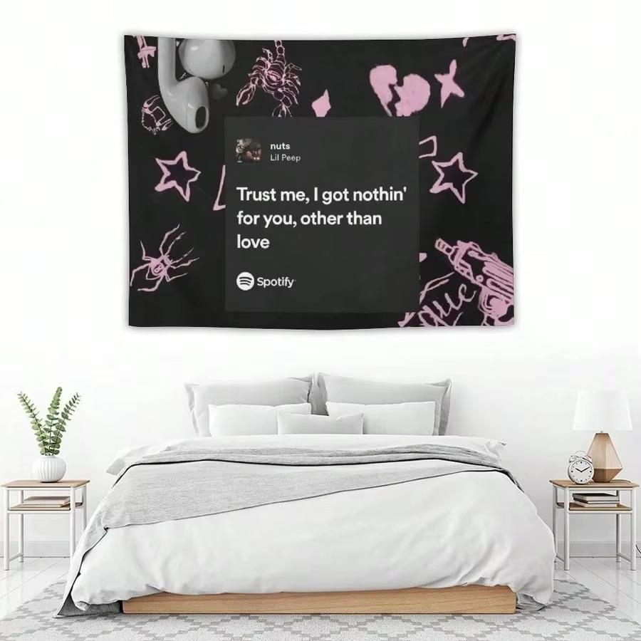 Nuts Lyric Art Tapestry Lil Peep 2D Flat Print Wall Hanging for Bedroom Living Room Cool Room Decor 74x94cm(29x37in)
Nuts Lyric Art Tapestry Lil Peep 2D Flat Print Wall Hanging for Bedroom Living Room Cool Room Decor 74x94cm(29x37in)
