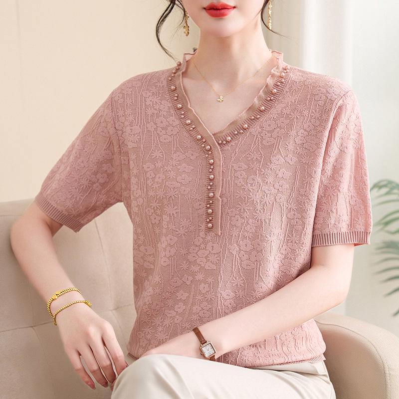 Women s Summer V-neck Ice Silk Knit Top - Age-Reducing Loose Fit for Moms 4XL (recommended 135-150 jins) рожевий/помаранчевий
Women s Summer V-neck Ice Silk Knit Top - Age-Reducing Loose Fit for Moms 4XL (recommended 135-150 jins) рожевий/помаранчевий