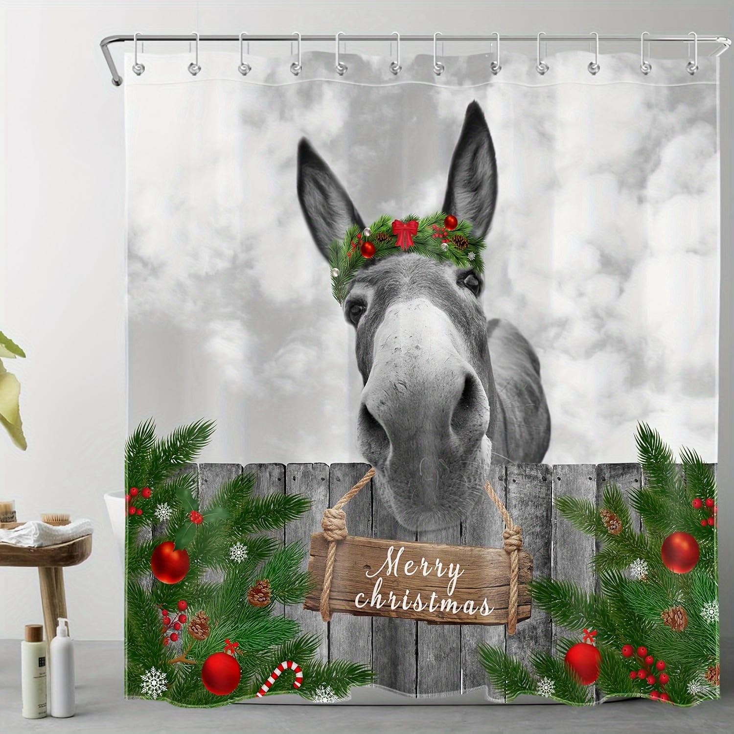 1Pc Festive Farmhouse Holiday Bath Drape With Humorous Donkey Design, Durable Polyester Woven Washable Bath Accessory, Includes W60H190(CM)-1 Pcs
1Pc Festive Farmhouse Holiday Bath Drape With Humorous Donkey Design, Durable Polyester Woven Washable Bath Accessory, Includes W60H190(CM)-1 Pcs