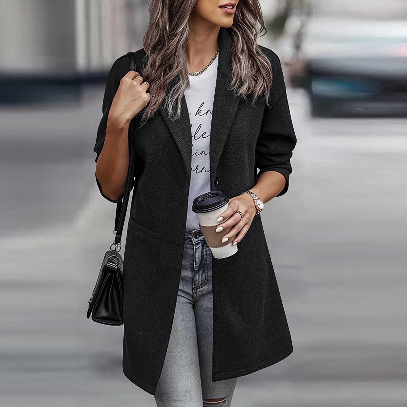 Женская мода однотонное тонкое пальто с длинным рукавом и карманом на пуговицах XL чёрный
Женская мода однотонное тонкое пальто с длинным рукавом и карманом на пуговицах XL чёрный