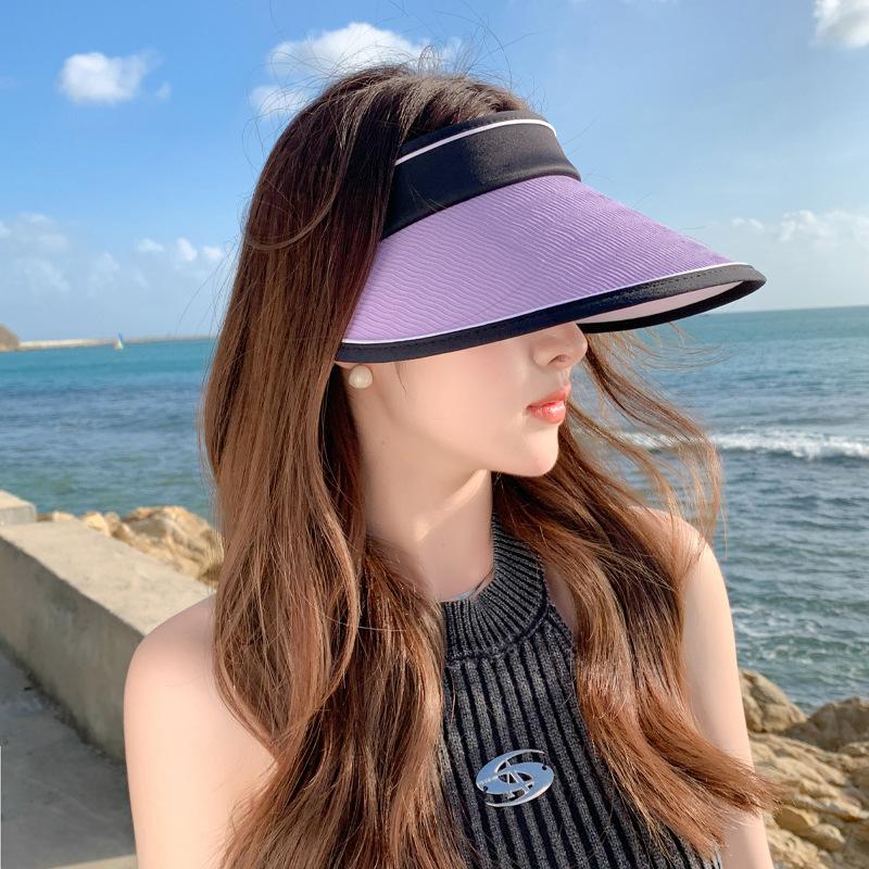 Женская модная шляпа с пустым верхом, регулируемая кепка, солнцезащитный козырек, солнцезащитная шляпа с широкими полями, пляжная шляпа-ведро One Size
