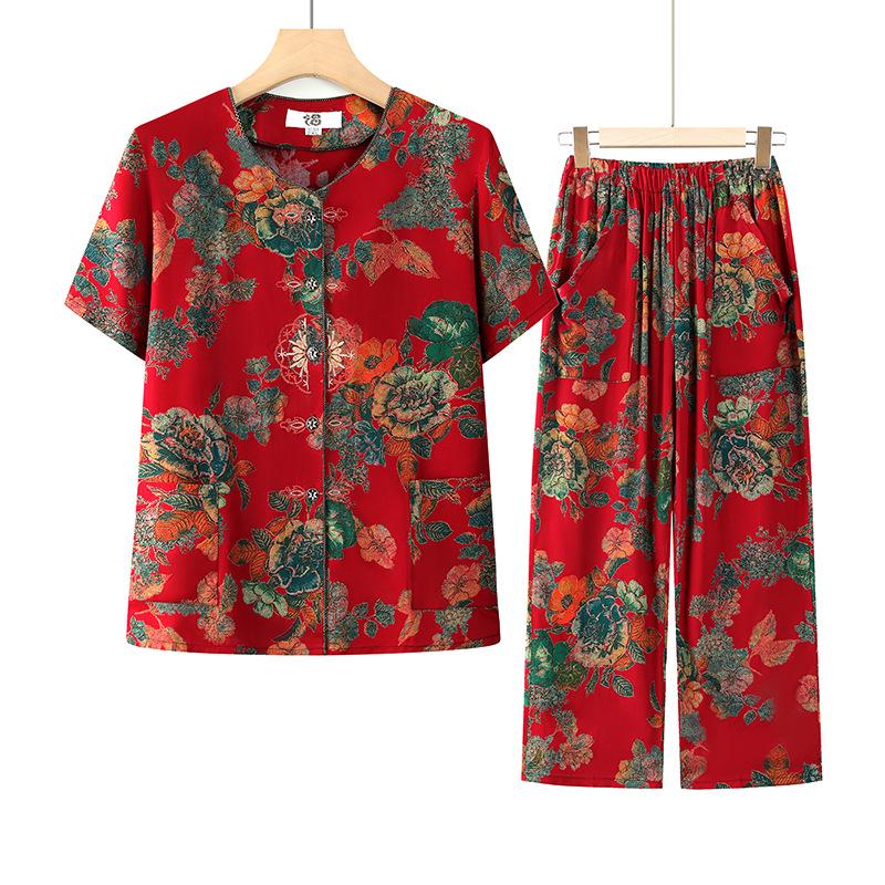 Grandma Summer Clothing Set: Cotton-Silk Short Sleeve Cardigan Two-Piece for Elderly Women 5XL (145-160 jin) червоний
Grandma Summer Clothing Set: Cotton-Silk Short Sleeve Cardigan Two-Piece for Elderly Women 5XL (145-160 jin) червоний