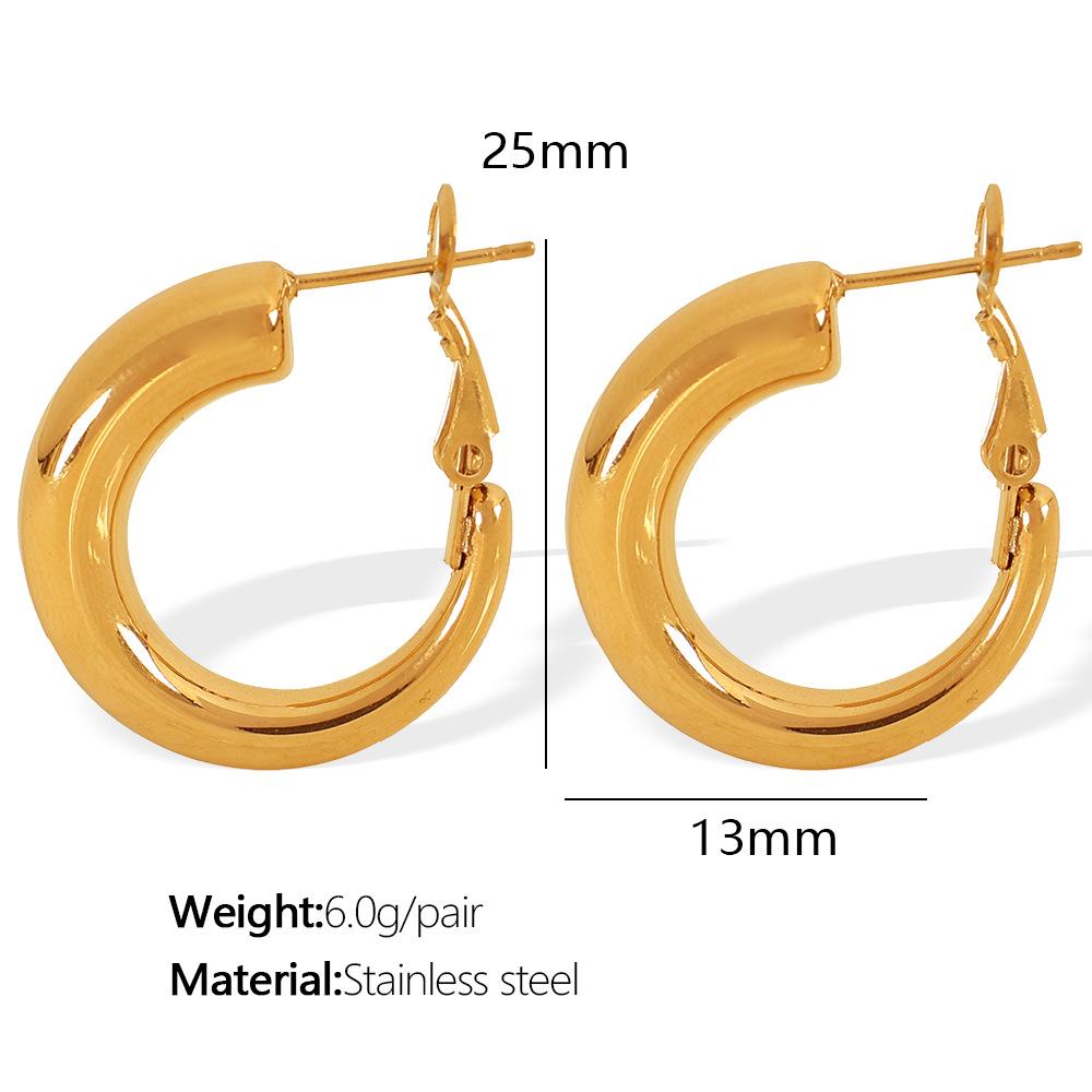 European and American ins style basic versatile circle earrings hollow plated 18K gold commuter personalized titanium steel earrings
European and American ins style basic versatile circle earrings hollow plated 18K gold commuter personalized titanium steel earrings