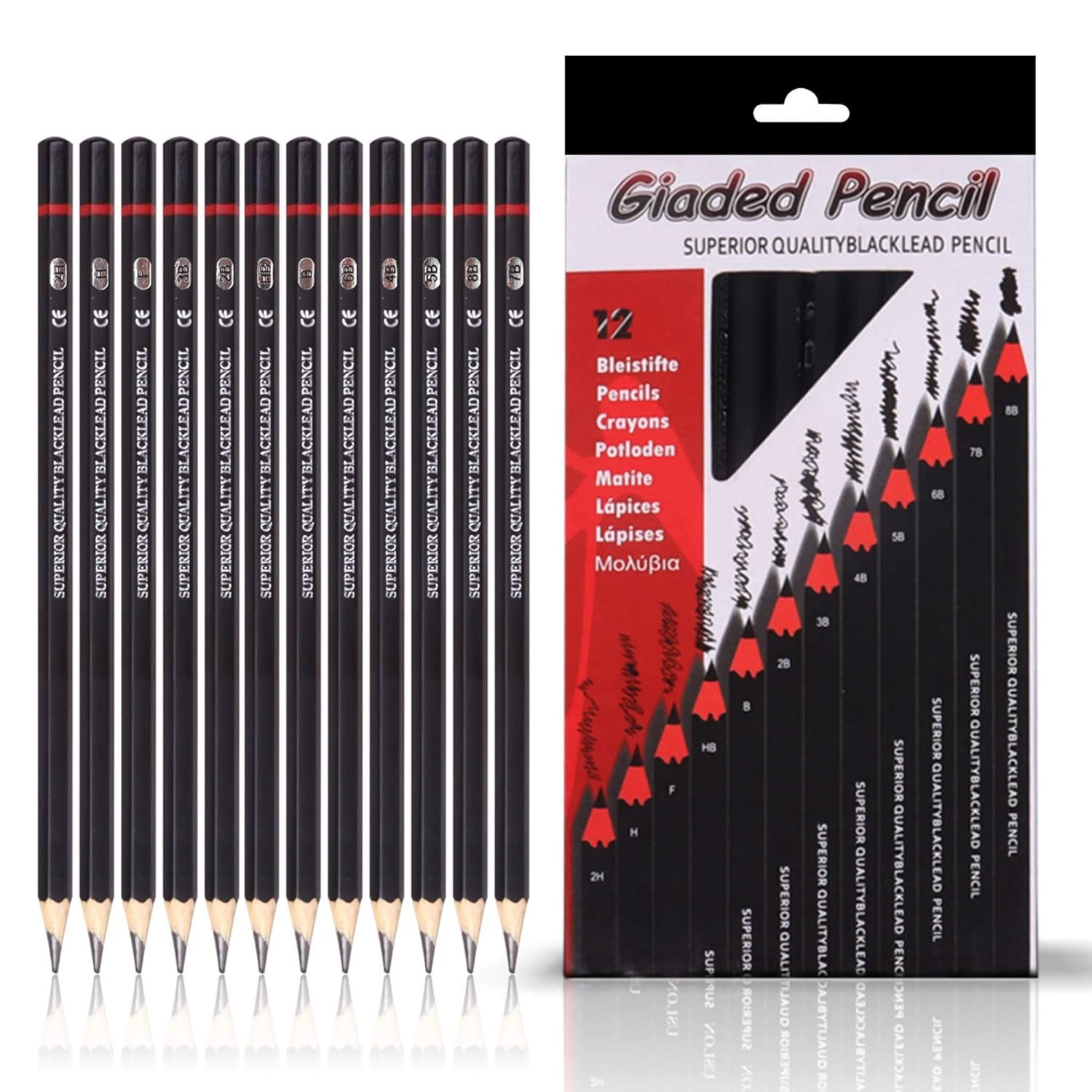 Professional Shading & Drawing Pencils Set - (12 Lead Pencils) Black Sketching Pencils of 12 Shades for Artists
Professional Shading & Drawing Pencils Set - (12 Lead Pencils) Black Sketching Pencils of 12 Shades for Artists