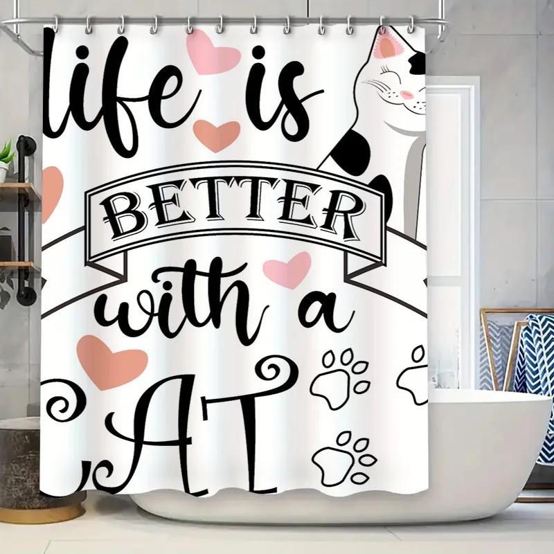 Decorative Shower Curtain Featuring Cute Cat Designs With Inspirational Quote For Bathroom Decor Enthusiasts Available In Pink W60H190(CM)-1 Pcs
Decorative Shower Curtain Featuring Cute Cat Designs With Inspirational Quote For Bathroom Decor Enthusiasts Available In Pink W60H190(CM)-1 Pcs