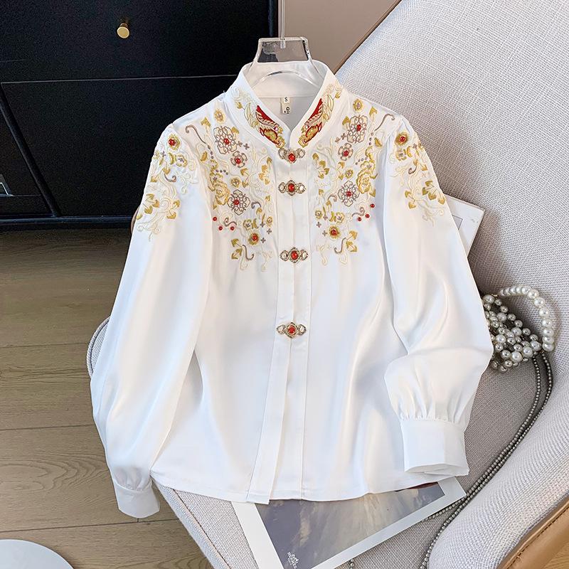 Authentic New Chinese Style Stand Collar Embroidered Shirt with Frog Buttons & Horse Face Skirt - Long Sleeve National Style Top Small
Authentic New Chinese Style Stand Collar Embroidered Shirt with Frog Buttons & Horse Face Skirt - Long Sleeve National Style Top Small