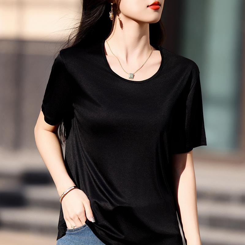 Топ из сатина с U-образным вырезом и короткими рукавами, дышащий, тонкий, летний, новый, свободного кроя, с рукавами до локтя XXL чёрный
Топ из сатина с U-образным вырезом и короткими рукавами, дышащий, тонкий, летний, новый, свободного кроя, с рукавами до локтя XXL чёрный