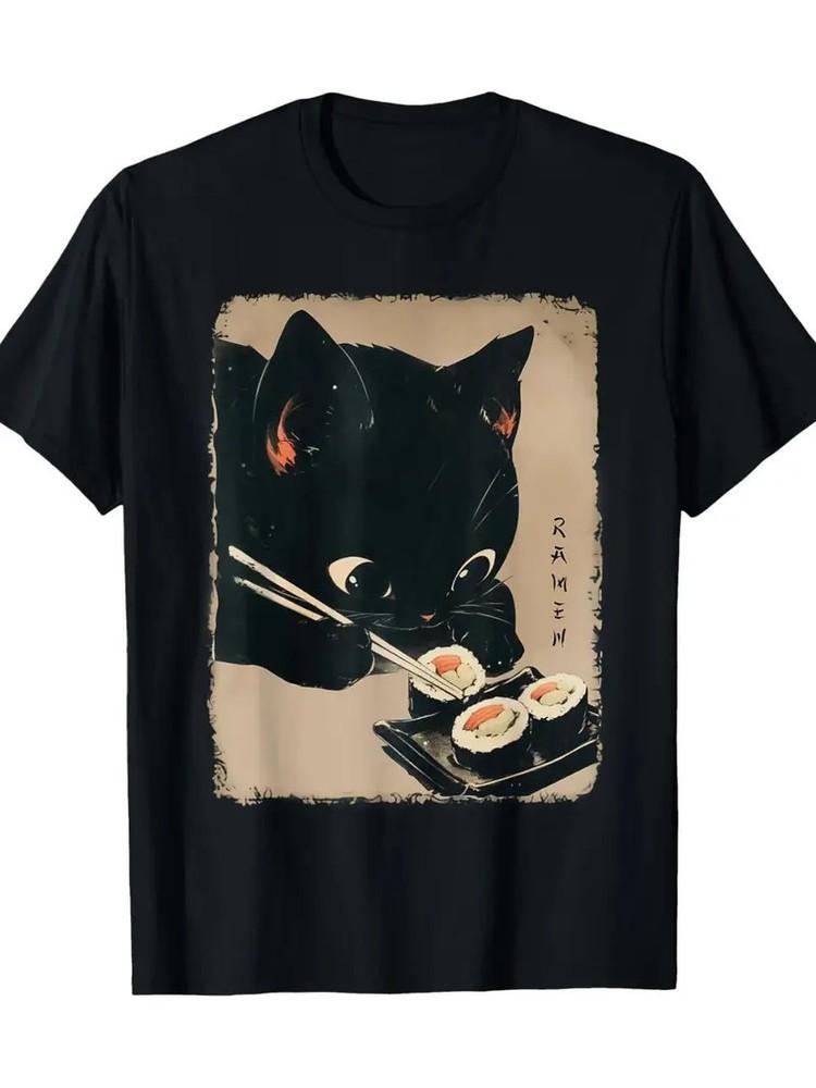 1pc Kawaii Cat Eating Sushi Graphic Tee - 100% Cotton, Crew Neck, Short Sleeve, M
1pc Kawaii Cat Eating Sushi Graphic Tee - 100% Cotton, Crew Neck, Short Sleeve, M