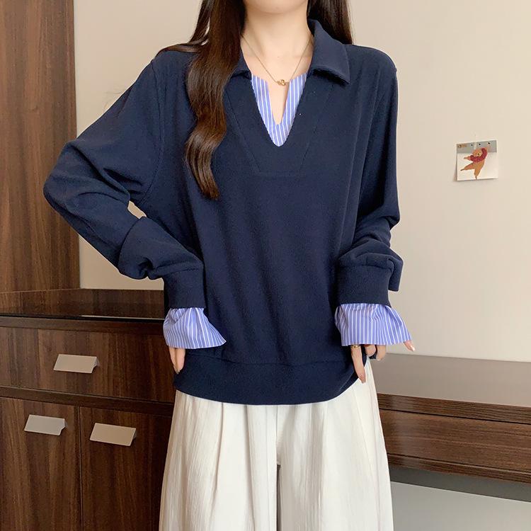 Plus Size Women s Korean Style Color Block Two-Piece Striped Pullover Sweatshirt Top 2XL королевский синий
Plus Size Women s Korean Style Color Block Two-Piece Striped Pullover Sweatshirt Top 2XL королевский синий