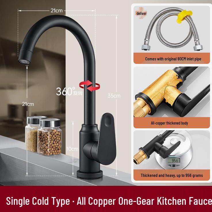 All-Copper Rotating Kitchen Faucet for Hot & Cold Water, Splash-Proof, Ideal for Laundry & Vegetable Washing.
All-Copper Rotating Kitchen Faucet for Hot & Cold Water, Splash-Proof, Ideal for Laundry & Vegetable Washing.
