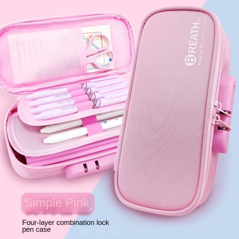 Large Capacity Durable Pencil Box Four Layers Solid Color Pen Holder New Password Lock Pencilcase рожевий
Large Capacity Durable Pencil Box Four Layers Solid Color Pen Holder New Password Lock Pencilcase рожевий
