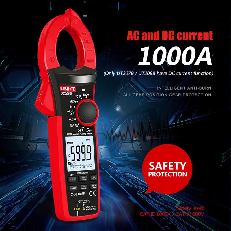 UNI-T True RMS Digital Clamp Meter UT207B UT208B AC DC Current 1000A 1000V Pliers ammeter LPF 6000 Count amperimetric clamp
UNI-T True RMS Digital Clamp Meter UT207B UT208B AC DC Current 1000A 1000V Pliers ammeter LPF 6000 Count amperimetric clamp