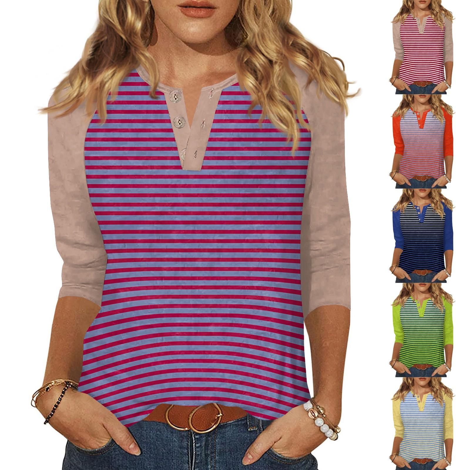 Жіноча футболка з принтом на ґудзиках з рукавами 3/4, щоденна мода на вихідні, звичайний топ із V-подібним вирізом L
Жіноча футболка з принтом на ґудзиках з рукавами 3/4, щоденна мода на вихідні, звичайний топ із V-подібним вирізом L