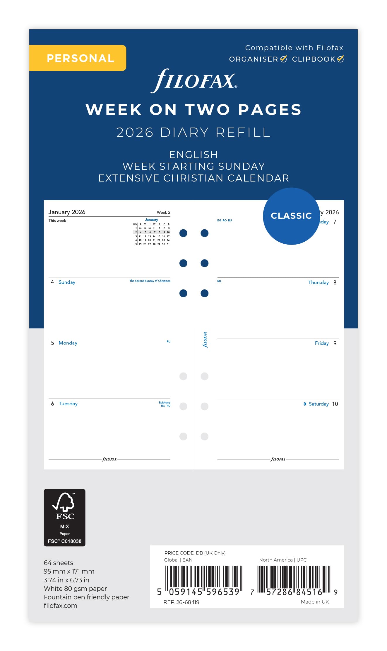 Filofax System Planner Refill, 2026, January Start, Bible Weekly, White, 26-68419, Officially Imported
Filofax System Planner Refill, 2026, January Start, Bible Weekly, White, 26-68419, Officially Imported