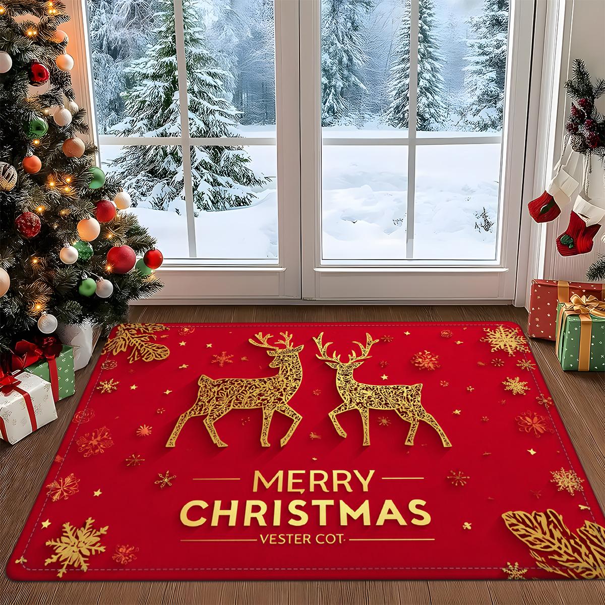 Burgundy Gold Glitter Luxury Door Mat Carpet,Reindeer Design Non-Slip Machine Washable for Christmas New Year s Front Door Decor 40x60cm
Burgundy Gold Glitter Luxury Door Mat Carpet,Reindeer Design Non-Slip Machine Washable for Christmas New Year s Front Door Decor 40x60cm