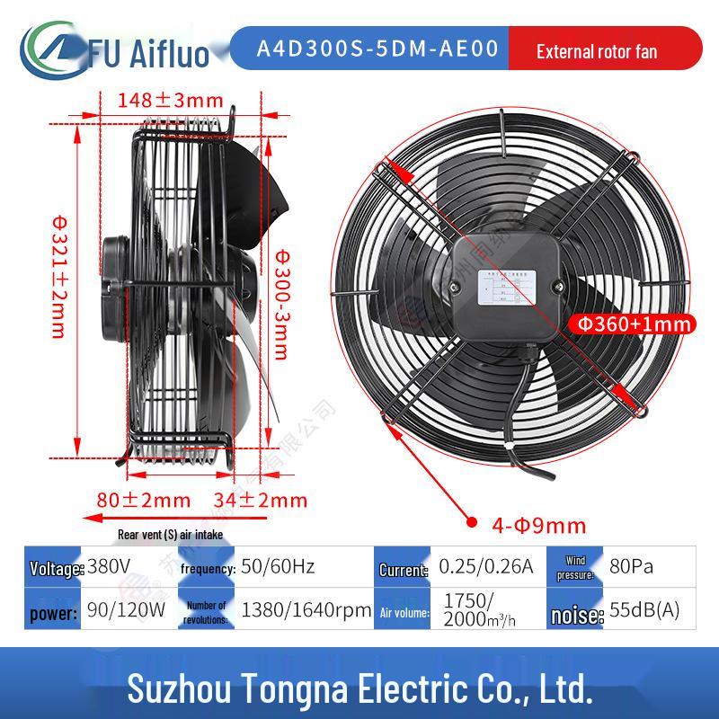 EFLOR Axial Fan A4D300S-5DM-AE00 for Cold Room Heat Dissipation - Model A4E350S-5DM-TL00
EFLOR Axial Fan A4D300S-5DM-AE00 for Cold Room Heat Dissipation - Model A4E350S-5DM-TL00