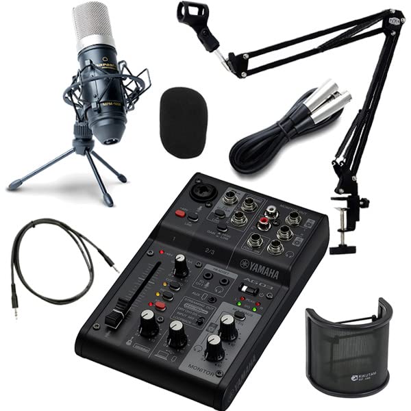 YAMAHA mixer AG03MK2 B (black) + condenser microphone MPM1000 + arm type stand MPC1 (black) + pop guard PO-7 + mini cable distribution set (black)
YAMAHA mixer AG03MK2 B (black) + condenser microphone MPM1000 + arm type stand MPC1 (black) + pop guard PO-7 + mini cable distribution set (black)
