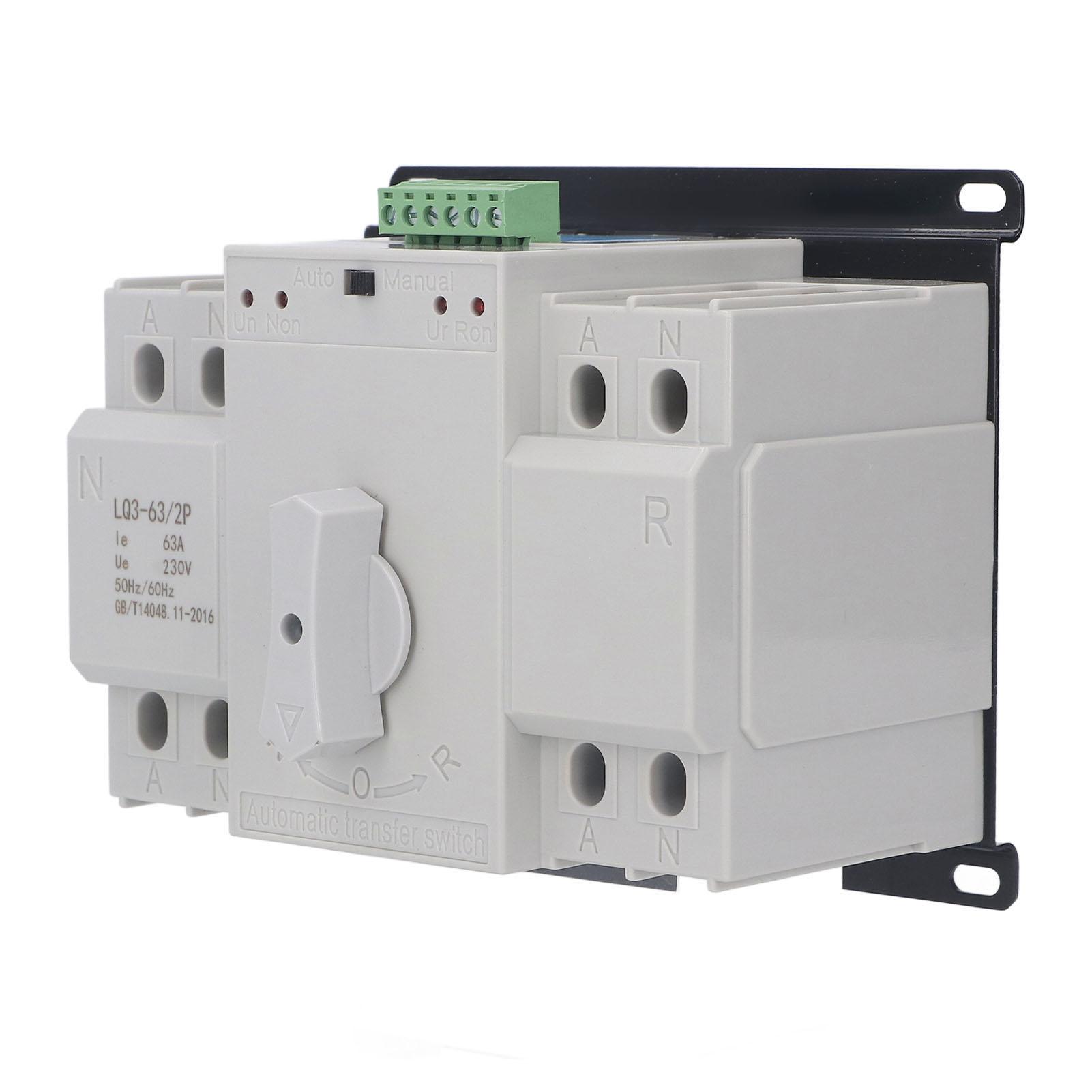 AC230V 63A 2P Automatic Transfer Switch Dual Power Changeover Switch for Electrical Equipments
AC230V 63A 2P Automatic Transfer Switch Dual Power Changeover Switch for Electrical Equipments