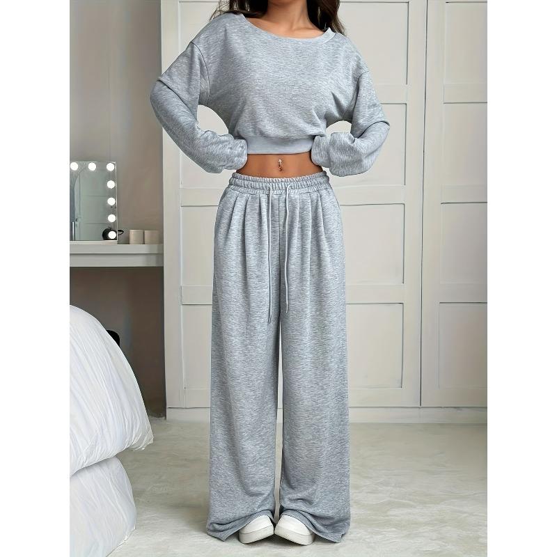women s Solid Color Off Shoulder Long Sleeve Crop Top High Waist Wide Leg Pants Casual 2 Piece Tracksuit Set 3XL сірий колір
women s Solid Color Off Shoulder Long Sleeve Crop Top High Waist Wide Leg Pants Casual 2 Piece Tracksuit Set 3XL сірий колір