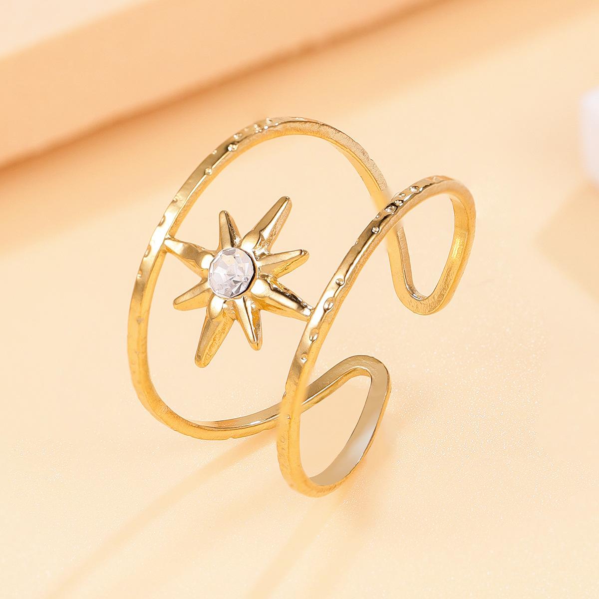 Trendy Open Ring Women s Simple Clear Zircon Eight-pointed Star Rings Gold Color Stainless Steel Zircon Gift Wholesale Open
Trendy Open Ring Women s Simple Clear Zircon Eight-pointed Star Rings Gold Color Stainless Steel Zircon Gift Wholesale Open