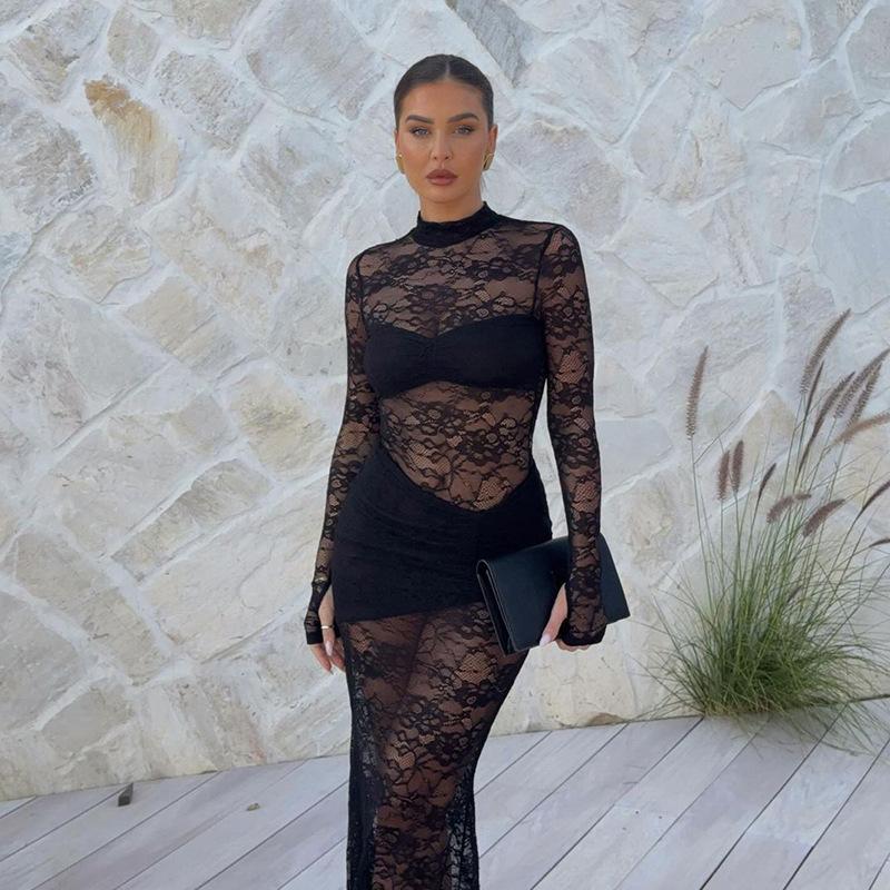 European and American style spring and summer new fashion round neck splicing perspective hollow sexy hot girl tight dress women S чёрный
European and American style spring and summer new fashion round neck splicing perspective hollow sexy hot girl tight dress women S чёрный